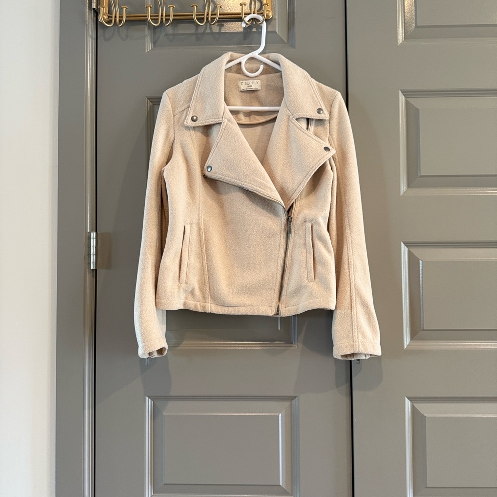 Z Supply Brandy Ecru Cream Knit Moto Jacket - Picture 6 of 13